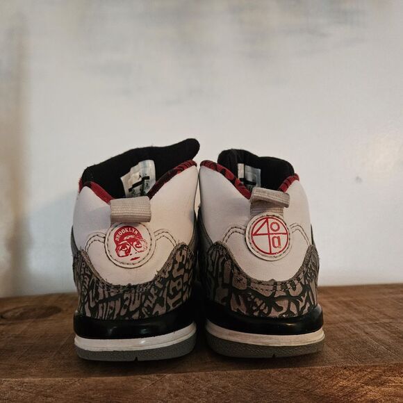 Nike Air Jordans Spizike Hightop Toddler 7 Brooklyn White Black Red - Picture 6 of 10